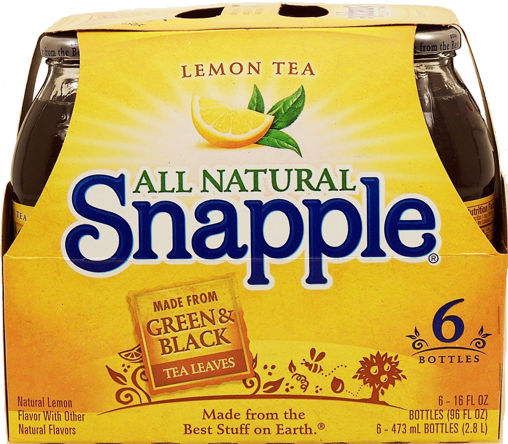 Snapple All Natural lemon tea made from green & black tea leaves, 16-fl. oz. Full-Size Picture